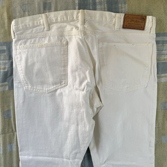 Polo Ralph Lauren Varick Slim Straight Casual Denim White Jeans Mens Size 40x32 - Picture 8 of 16